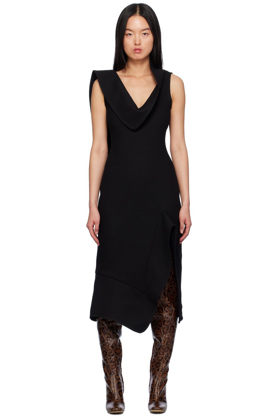 Bottega Veneta - Robe midi structurée noire