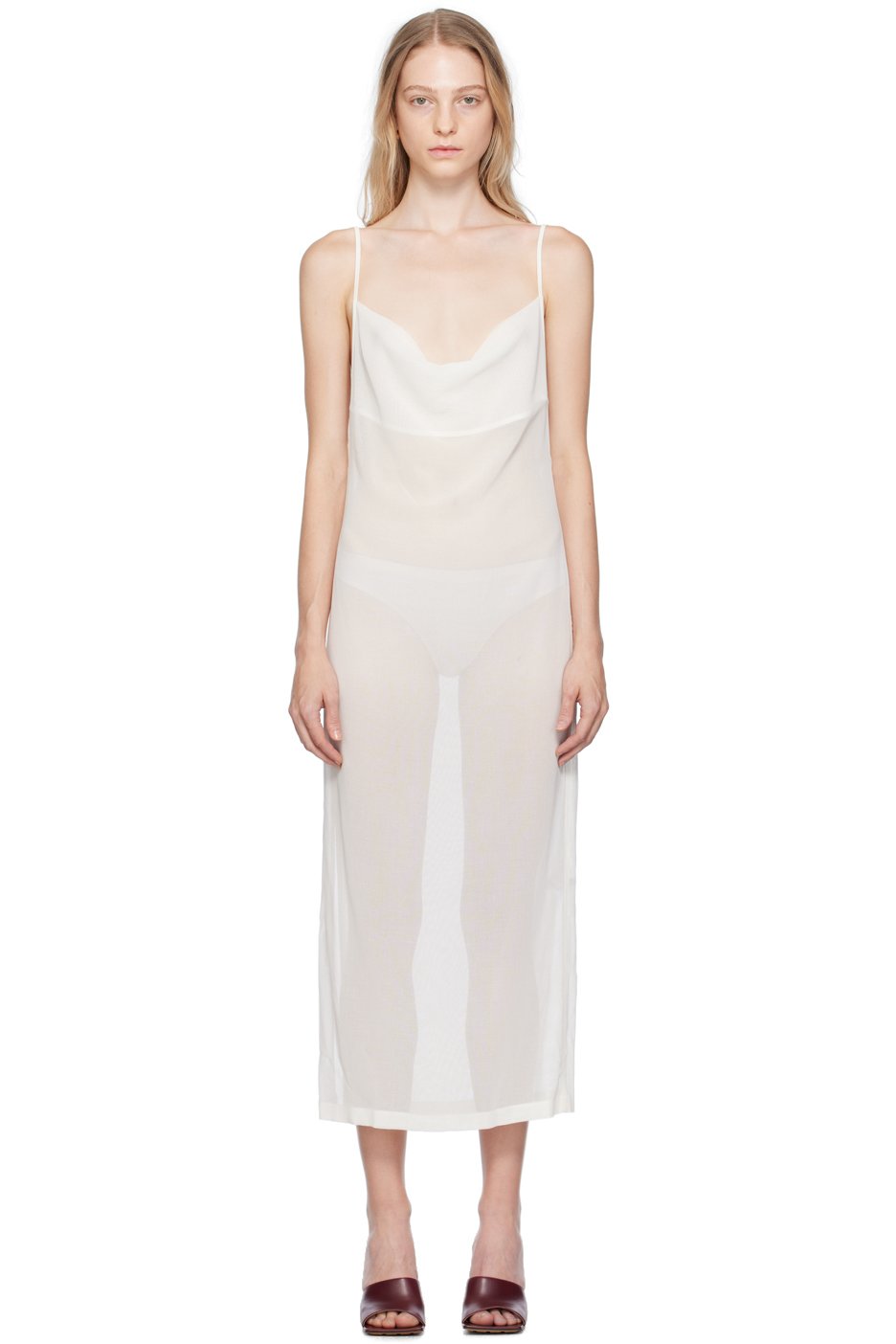 Bottega Veneta - Robe longue blanche à col bénitier