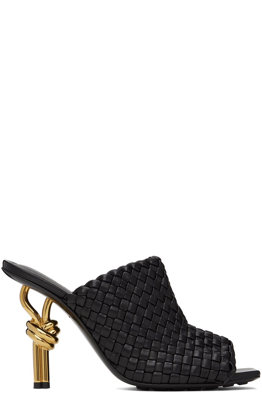 Bottega Veneta - Mules noires à talon à nœud emblématique