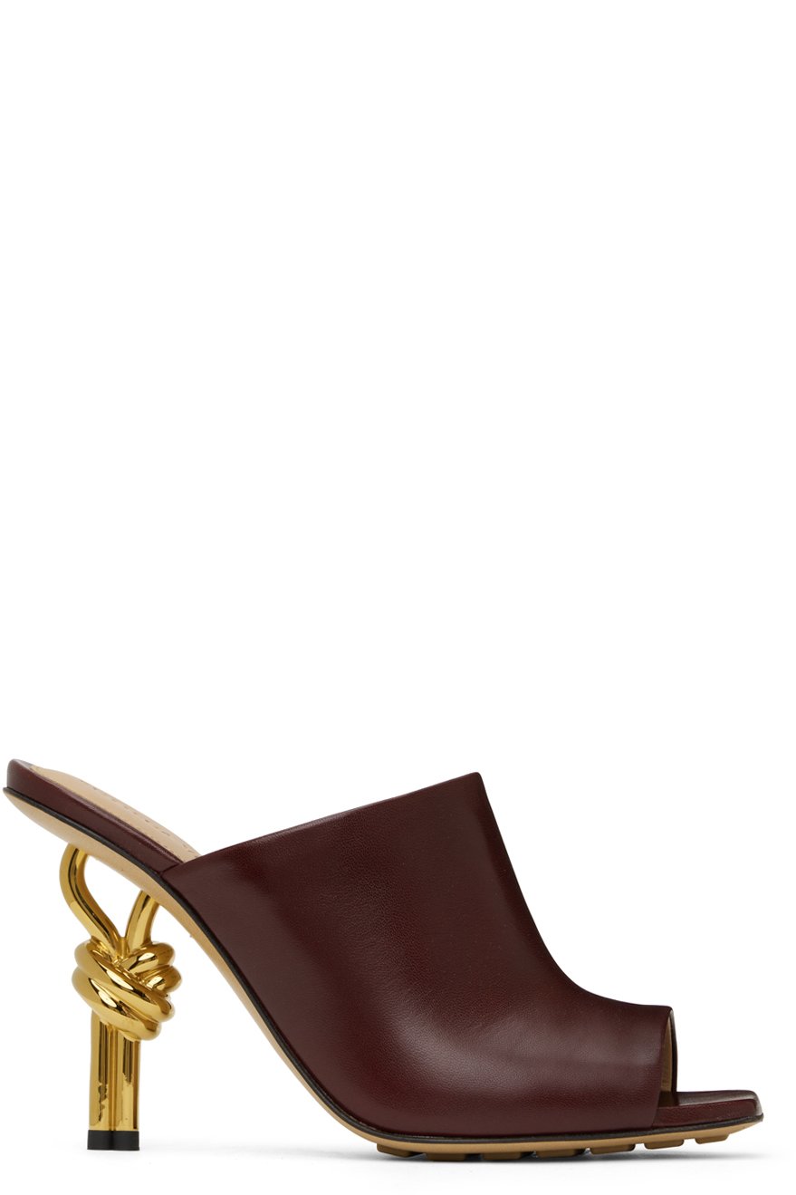 Bottega Veneta - Mules à talon à nœud emblématique brunes