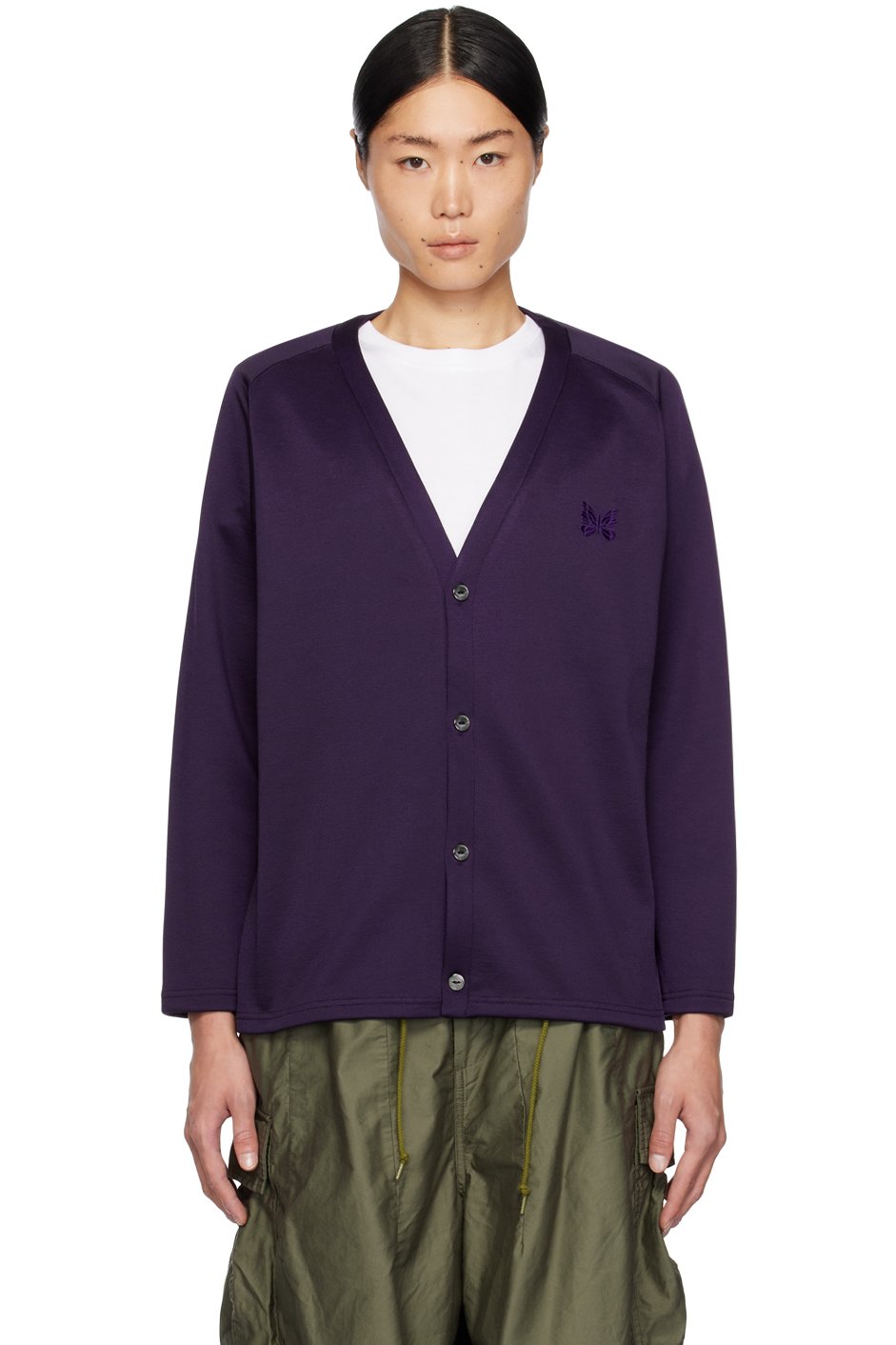 NEEDLES - Purple V-Neck Cardigan