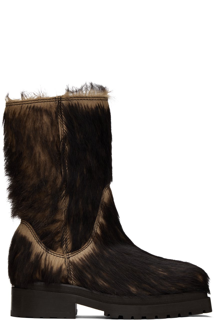 Eckhaus Latta - Bottes brun et noir en poil à talon étagé