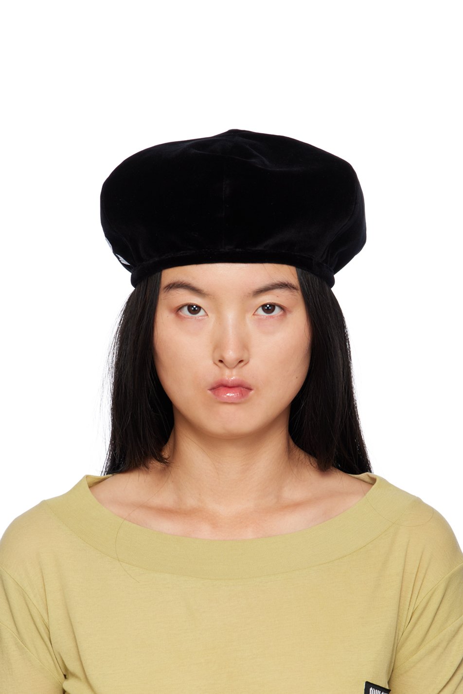 Miu Miu - Béret noir à logo brodé