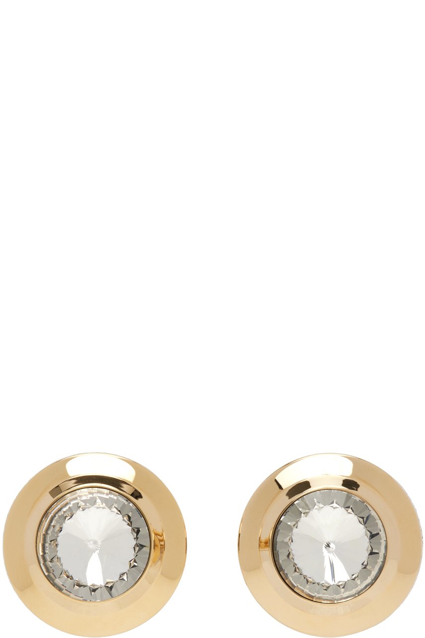 Miu Miu - Boucles d'oreilles dorées à ornement en verre taillé