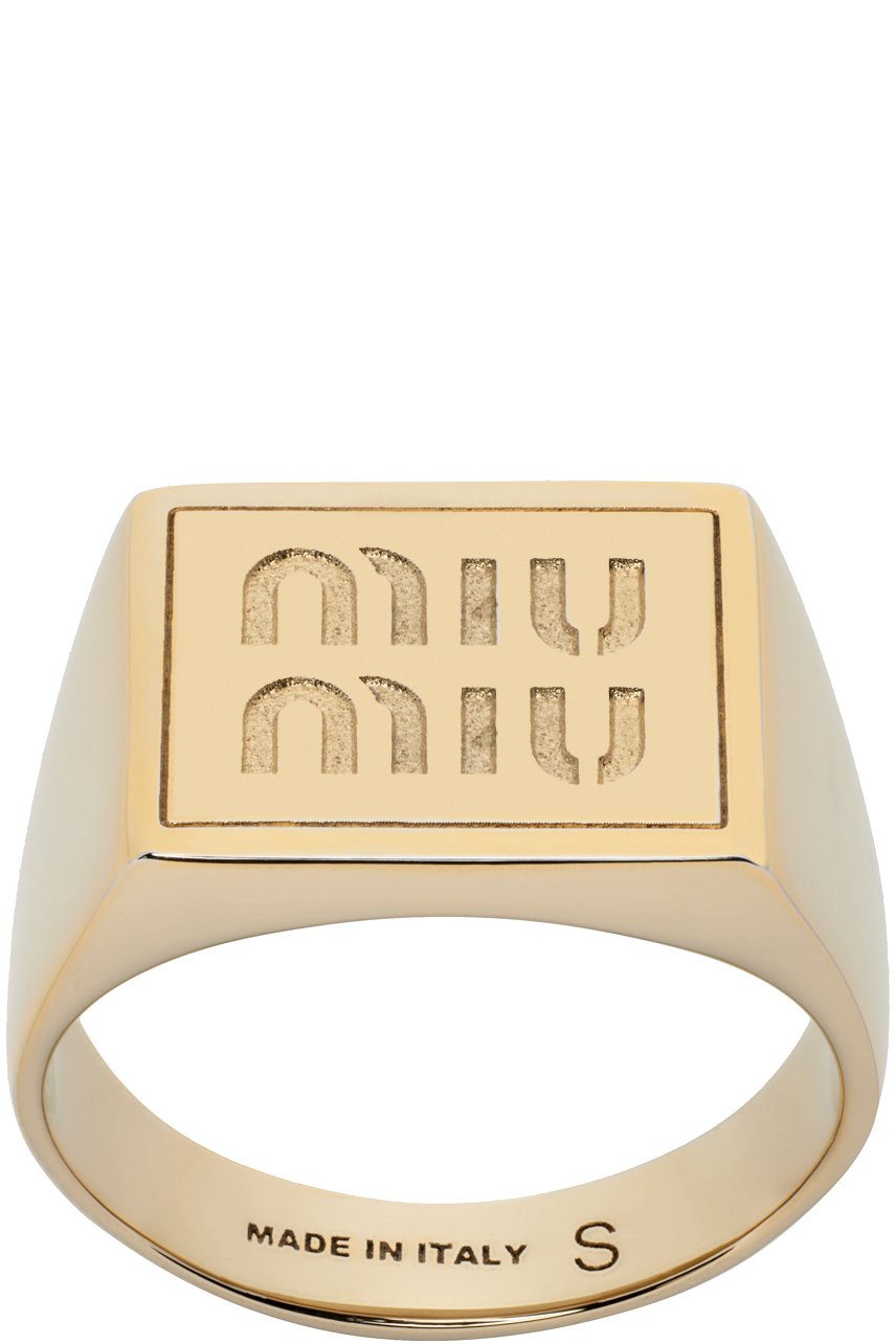 Miu Miu - Chevalière dorée à logo