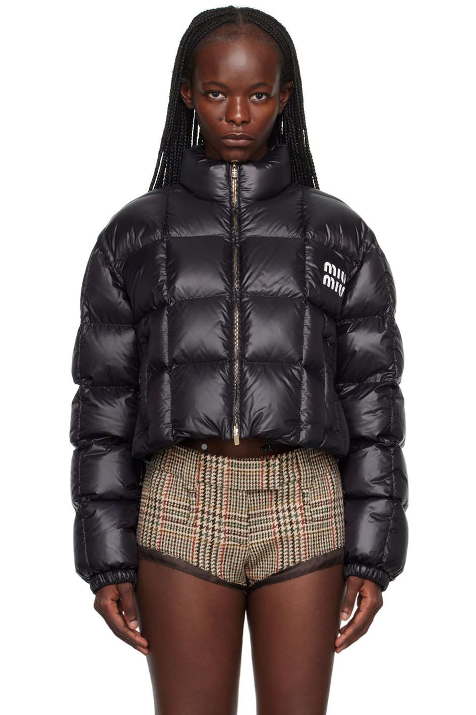 Miu Miu - Blouson écourté noir rembourré en duvet