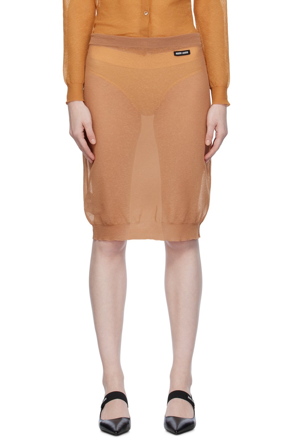 Miu Miu - Jupe midi transparente brun clair