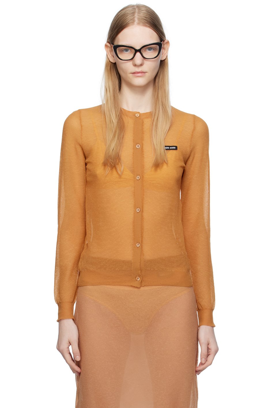 Miu Miu - Cardigan transparent orange