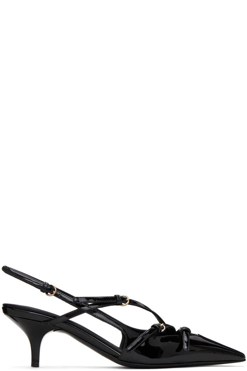Miu Miu - Chaussures à petit talon noires à bride arrière et à boucles