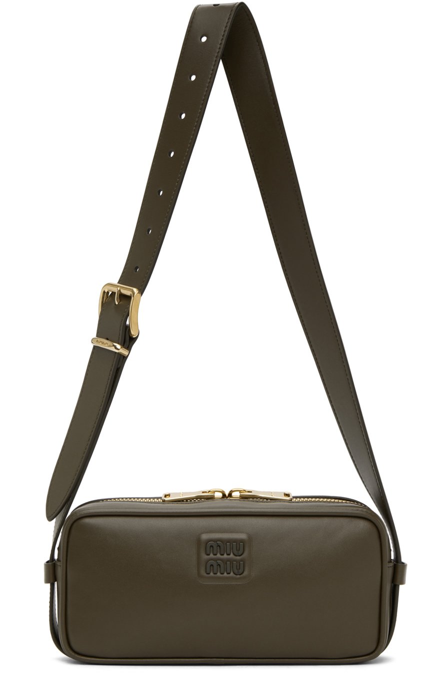 Miu Miu - Sac kaki en cuir poli