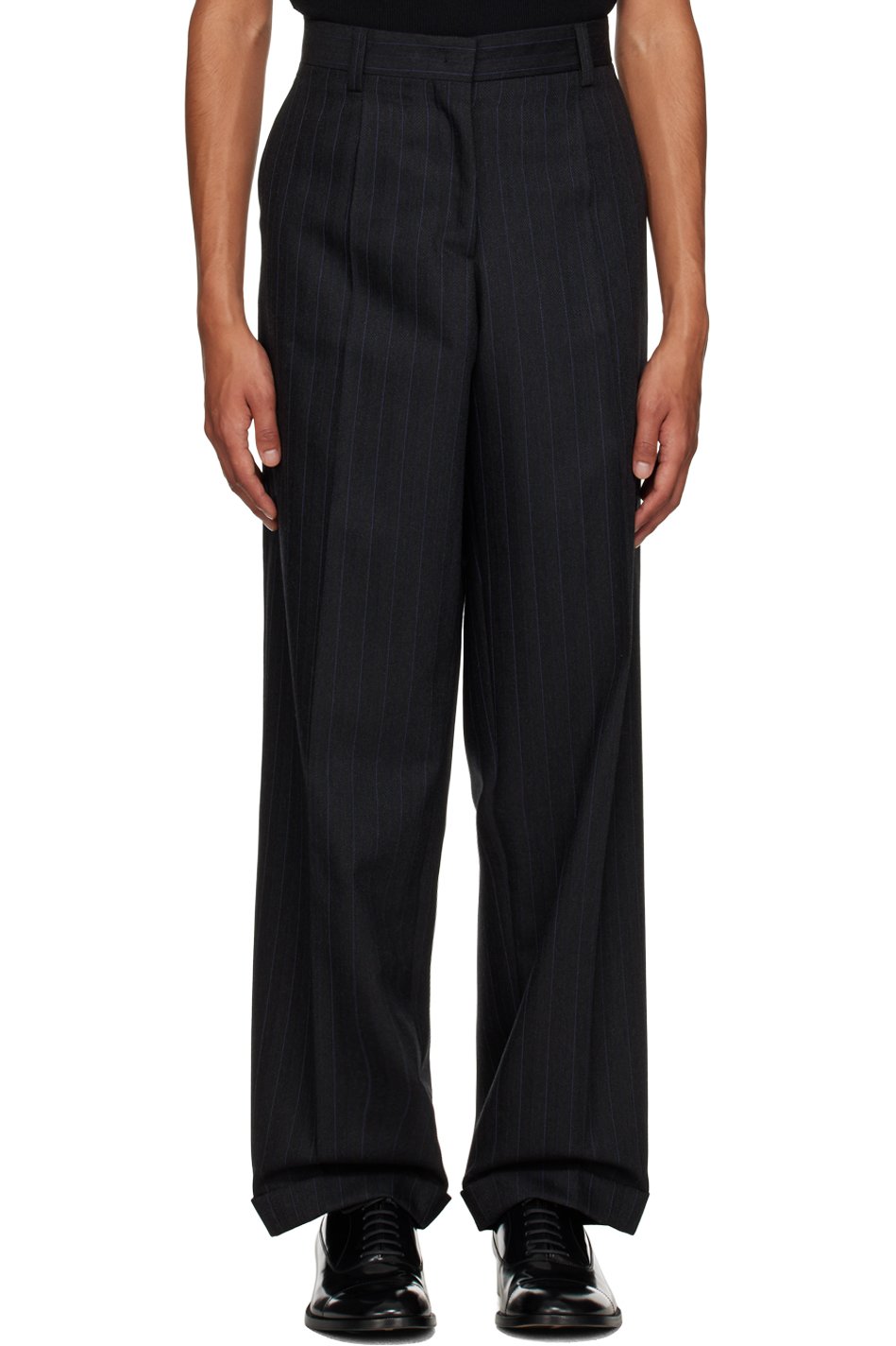 Miu Miu - Pantalon noir à rayures fines