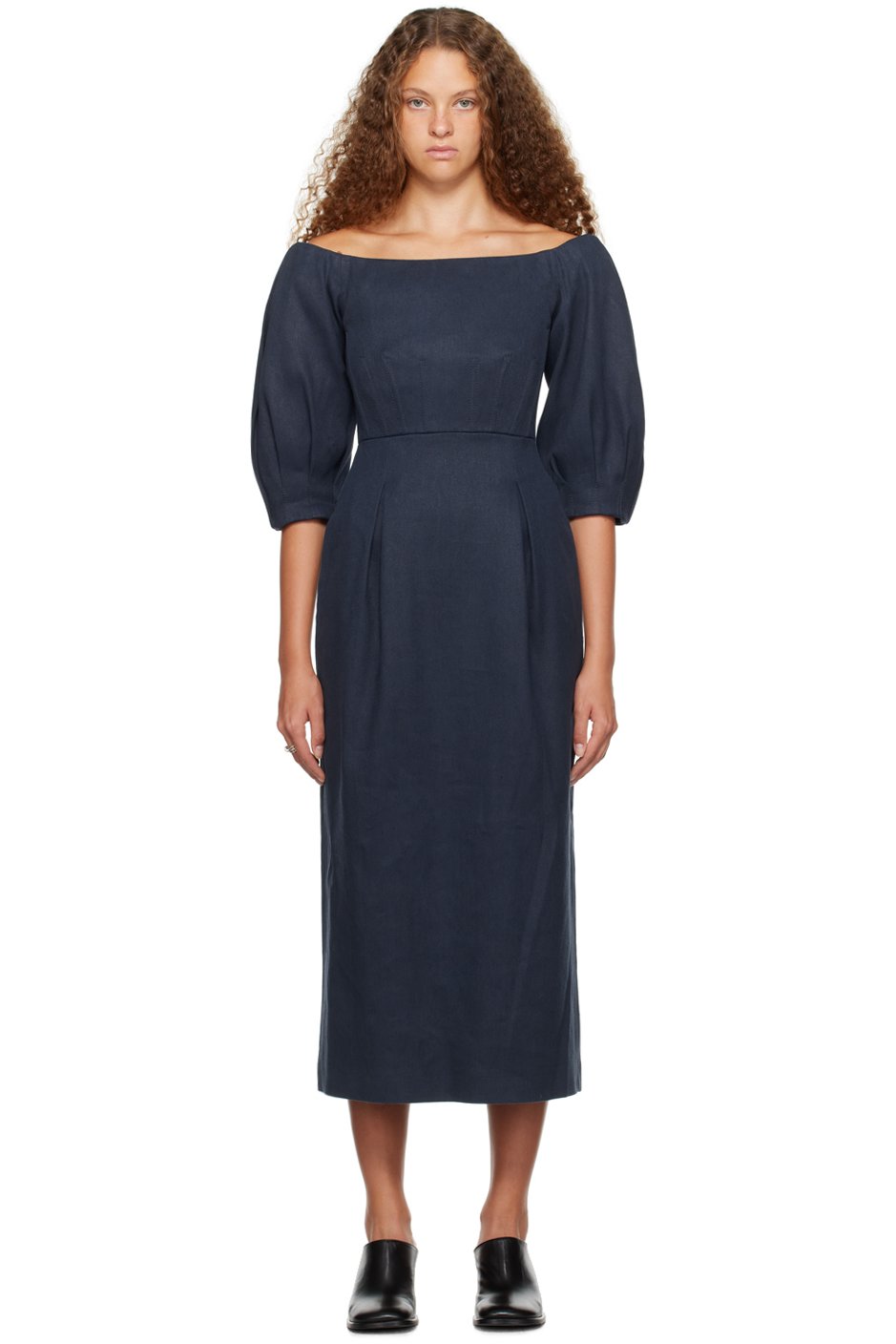 Gabriela Hearst - Robe midi Majano bleu marine