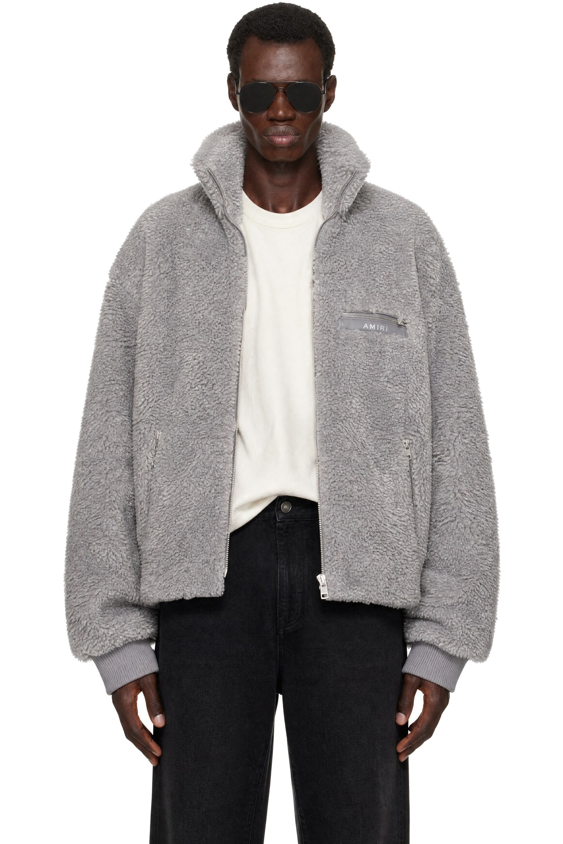 AMIRI - Gray Fuzzy Track Jacket