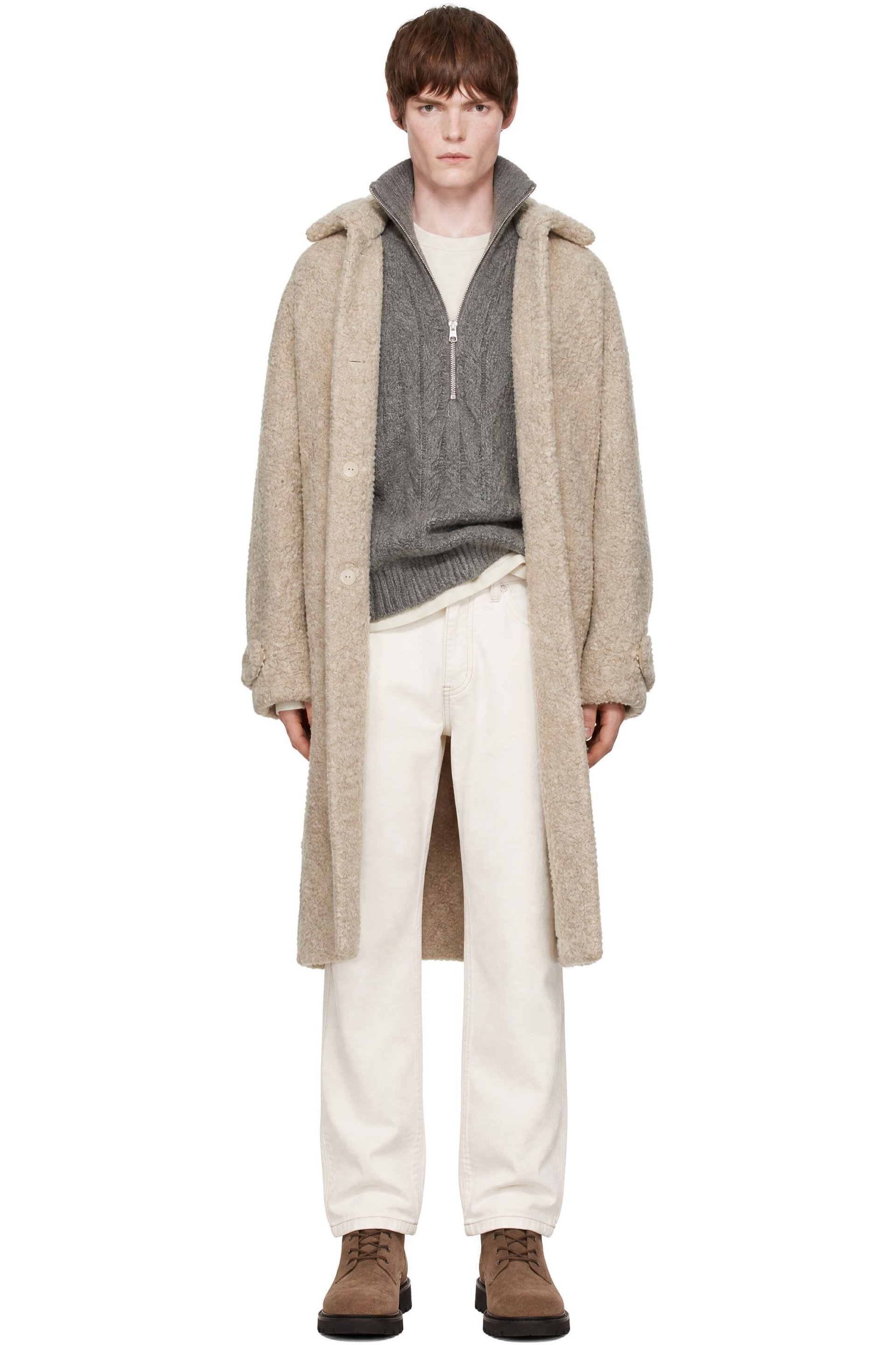 Cordera - Beige Alpaca Boucle Long Coat