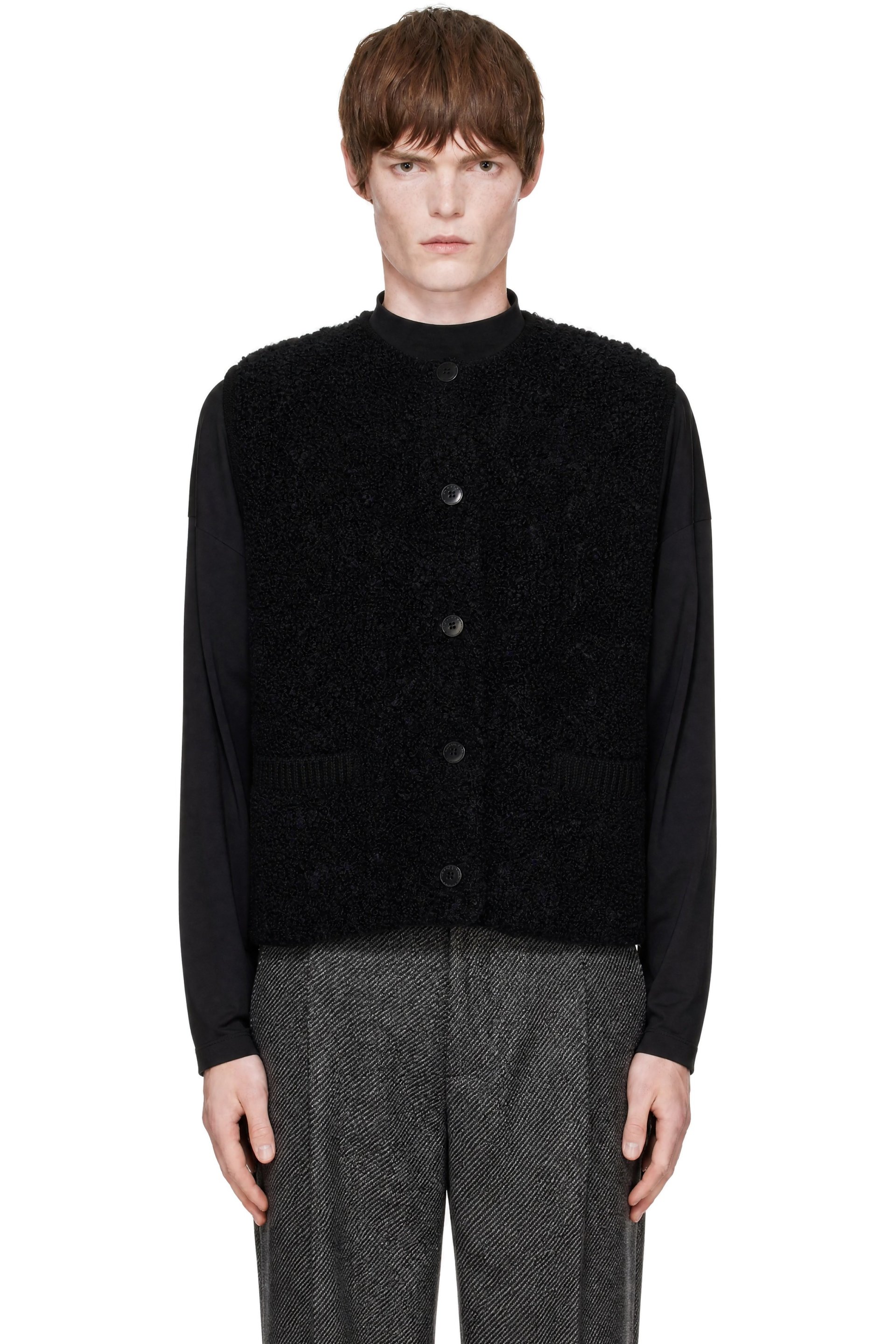 Cordera - Black Mohair Waistcoat Sweater