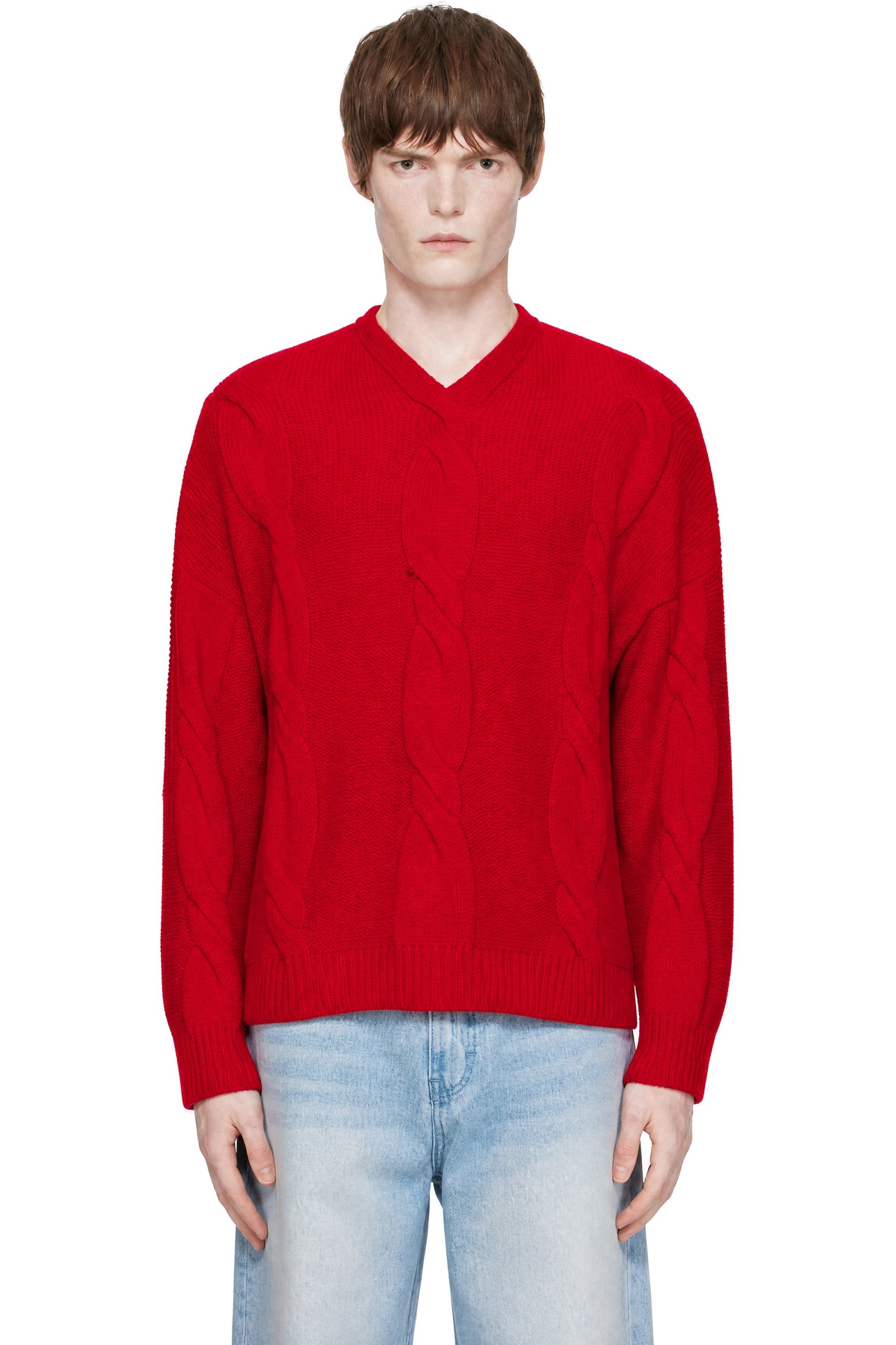 Cordera - Red Wool Braided Sweater