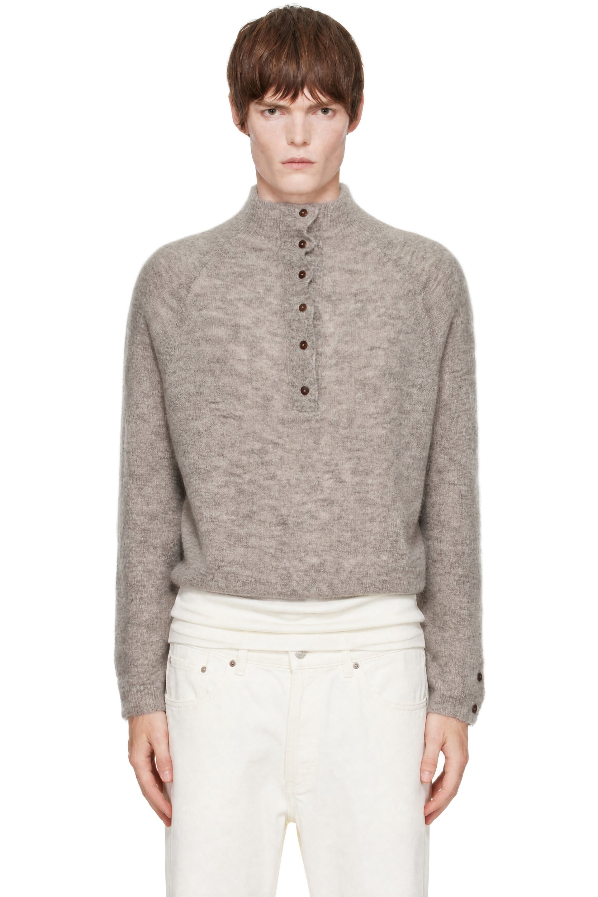 Cordera - Taupe Baby Alpaca Polo Sweater