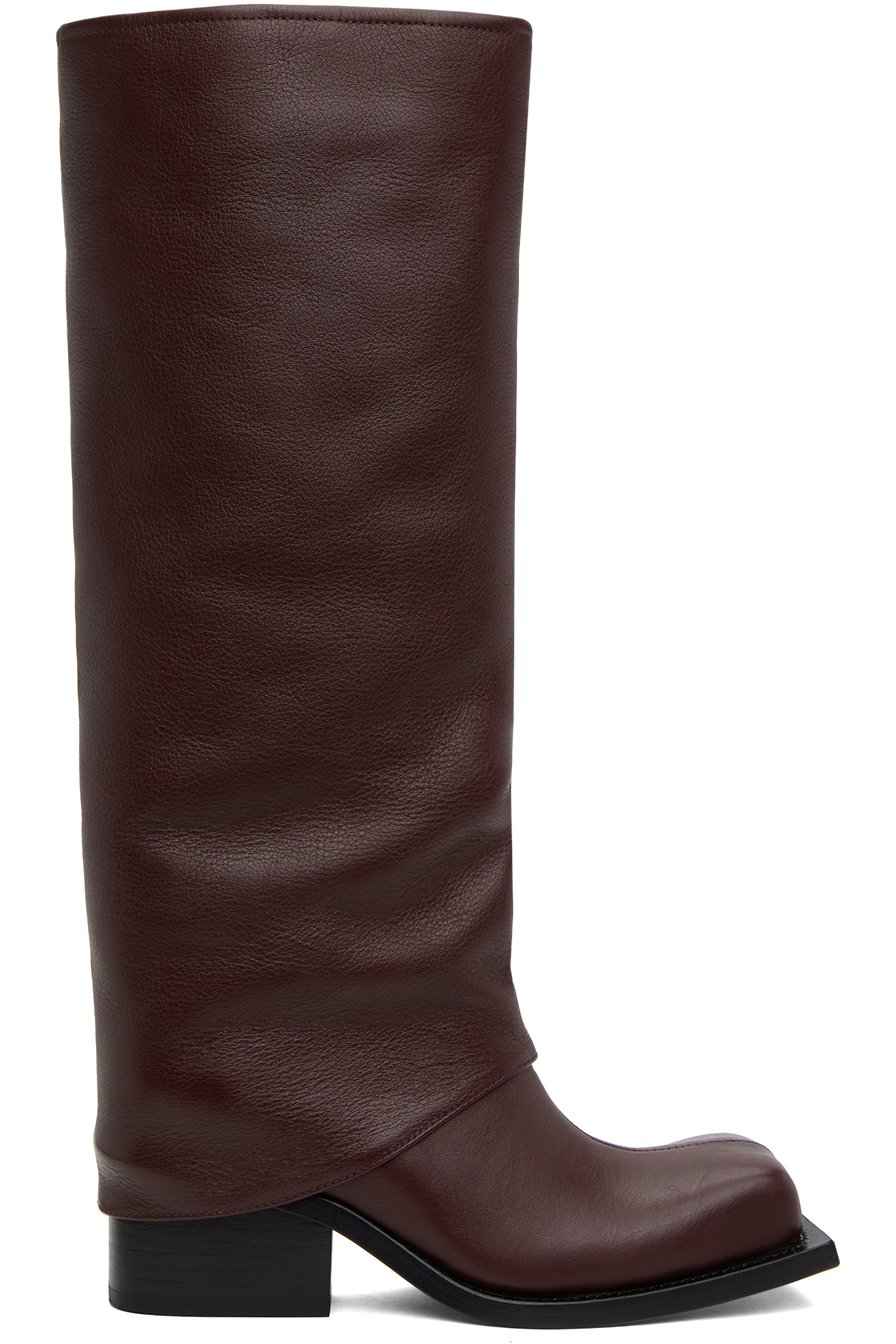 FIDAN NOVRUZOVA - Burgundy Havva Chunky Heel Trouser Boots