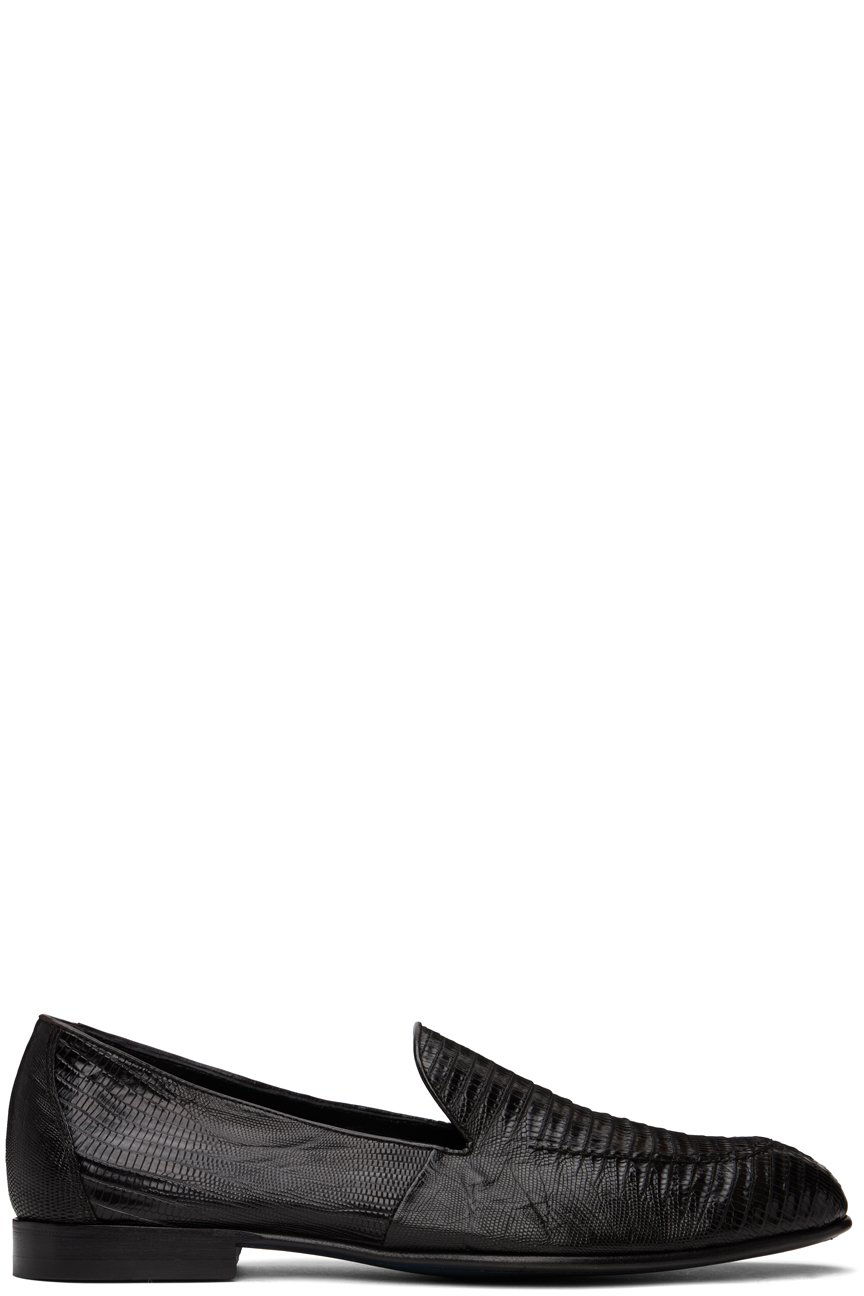 Brioni - Flâneurs noirs gaufrés façon serpent