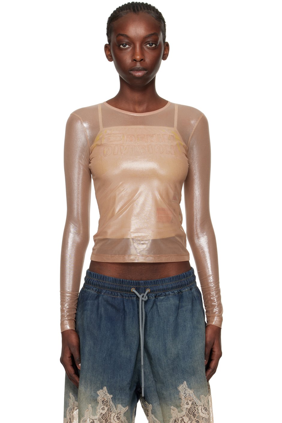 Diesel - T-shirt à manches longues Clau-M1 beige