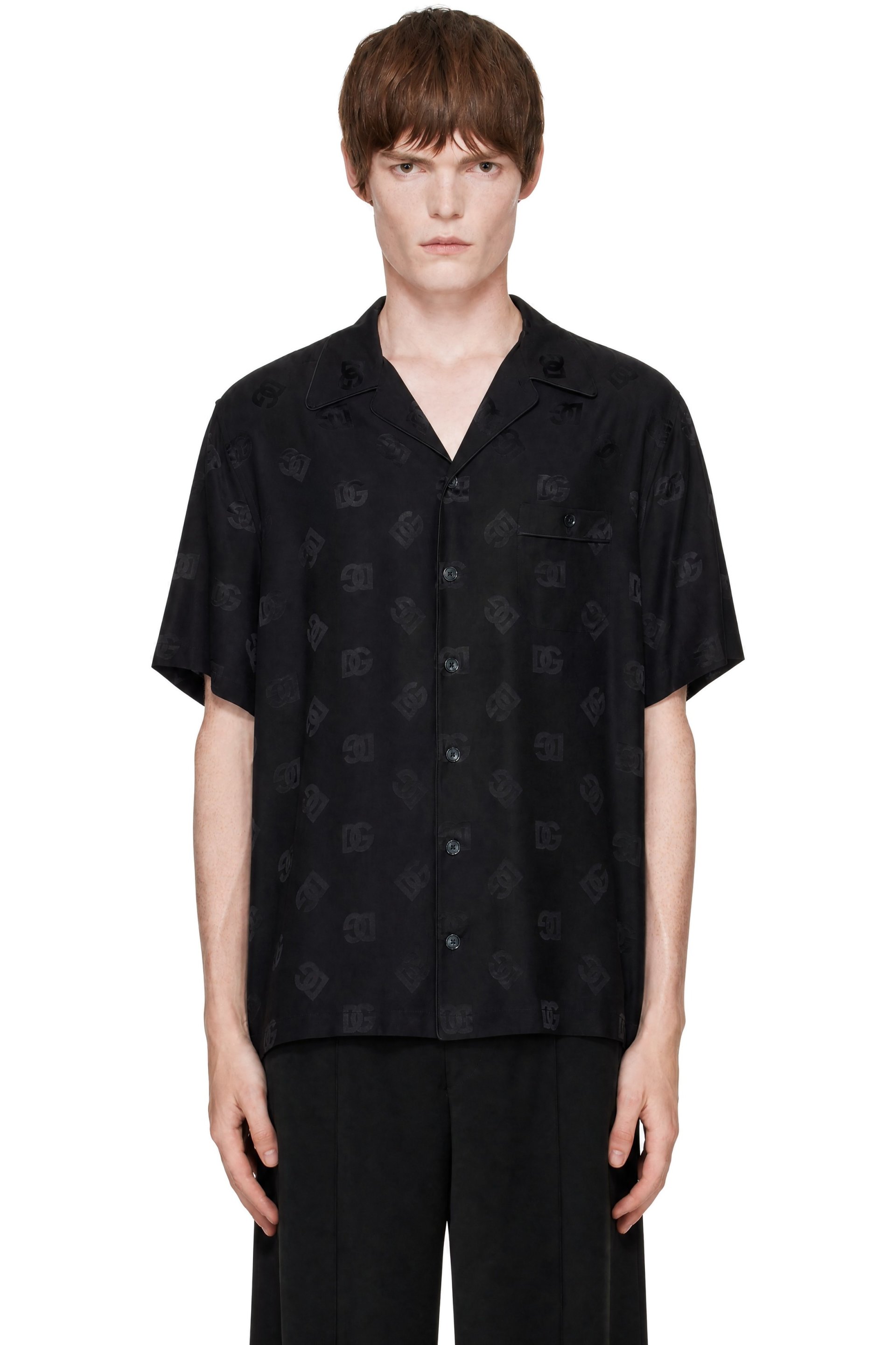 Dolce&Gabbana - Black Logo Silk Shirt