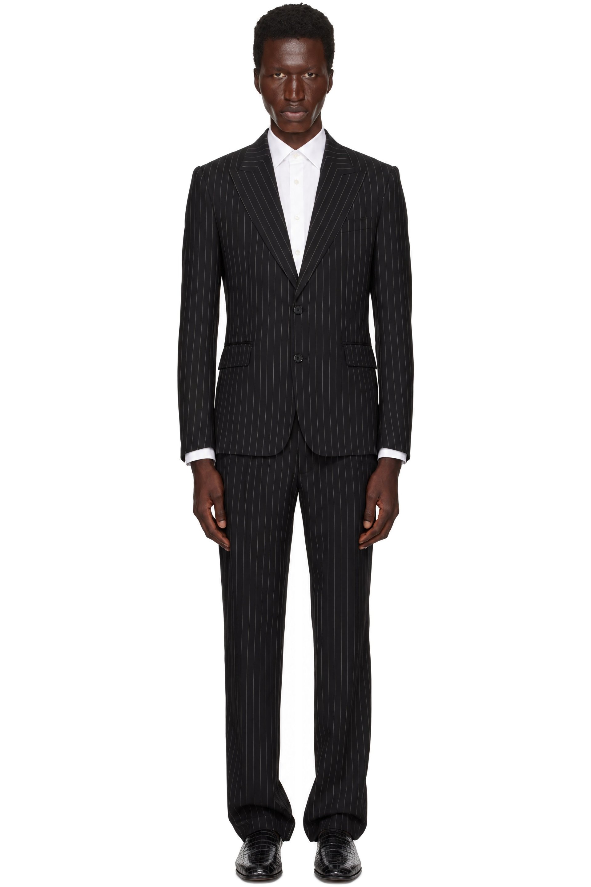 Dolce&Gabbana - Black Pinstripe Wool Suit