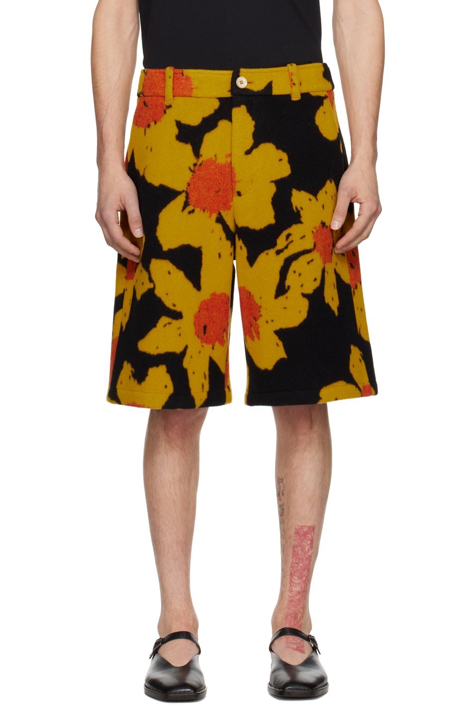 The Elder Statesman - Black & Yellow Senna Shorts