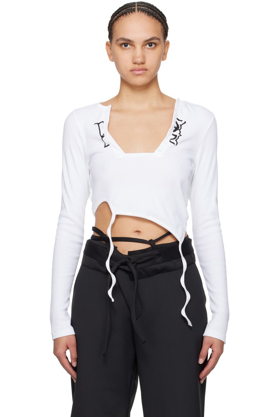 Ottolinger - T-shirt à manches longues asymétrique blanc