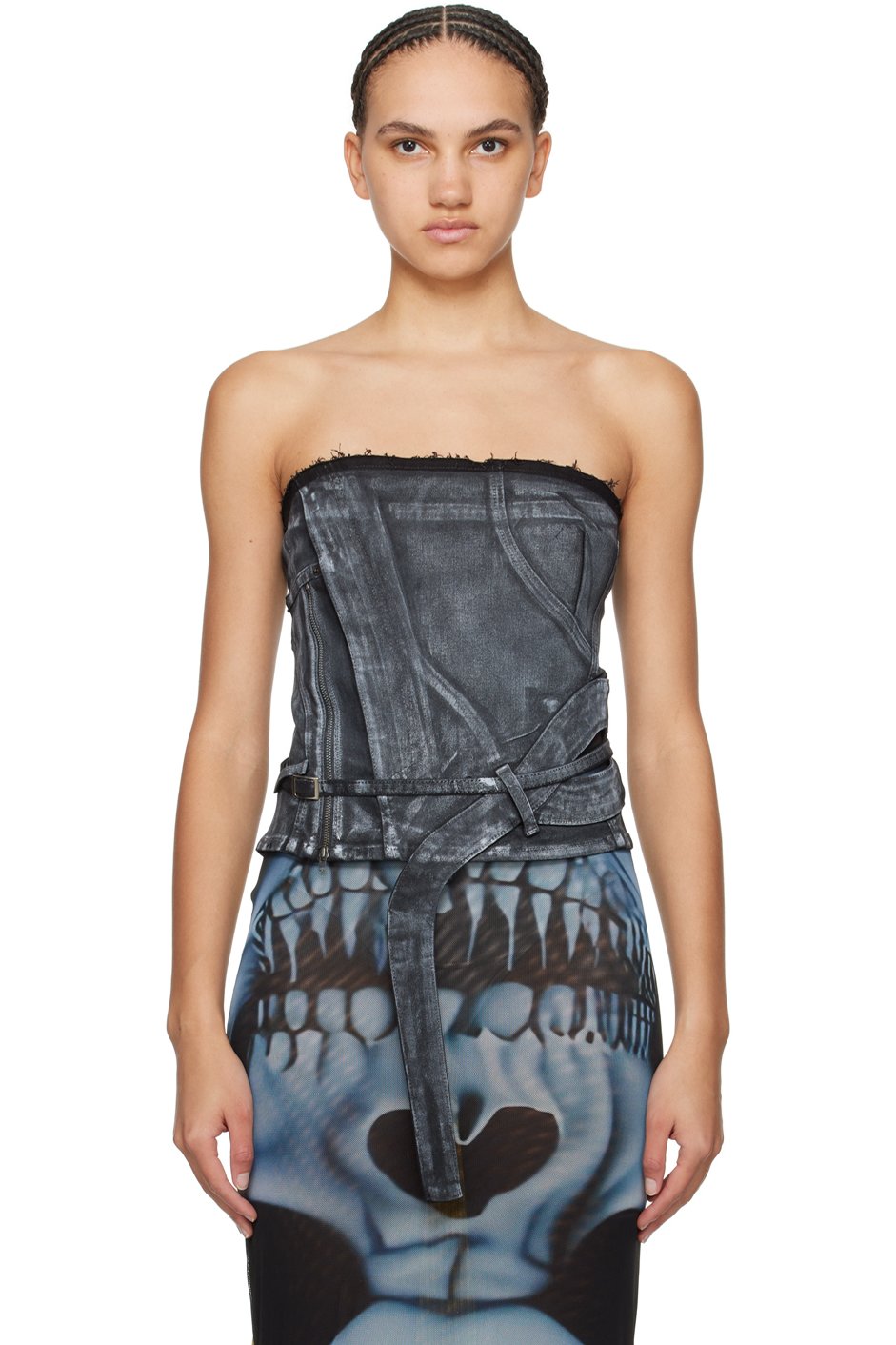 Ottolinger - Haut noir en denim à glissières