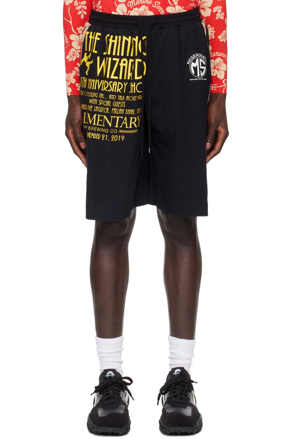 Marine Serre - ブラック リジェネレイト Tシャツ ショートパンツ