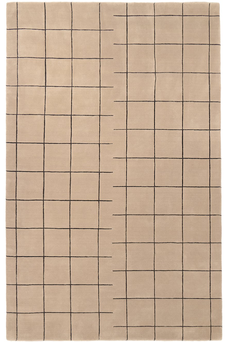 Nordic Knots - Taupe & Black Grid Rug