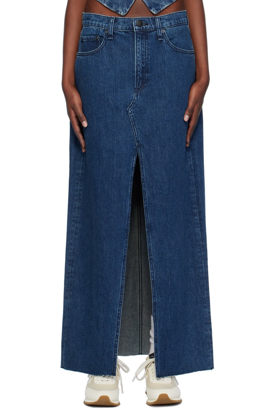 rag & bone - Jupe midi Avery bleu marine