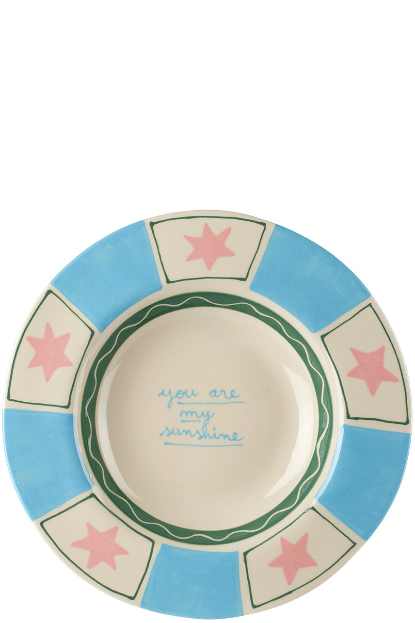 Laetitia Rouget - Assiette plate 'You Are My Sunshine' bleu et blanc
