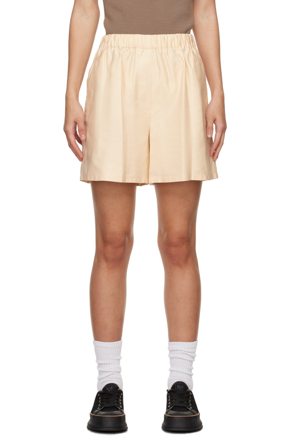 Max Mara - Short Piadena blanc cassé
