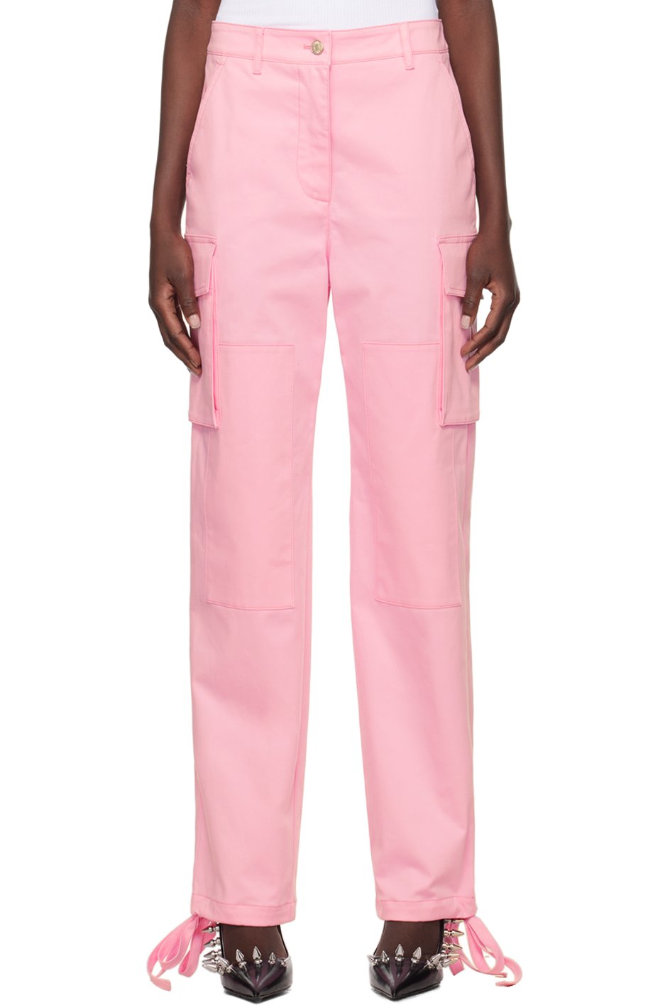 M05CH1N0 JEANS - Pantalon cargo rose à panneaux