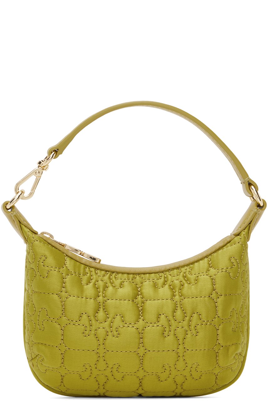 GANNI - Green Butterfly Mini Flat Satin Pouch