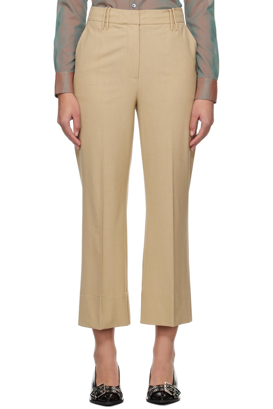 GANNI - Pantalon écourté beige