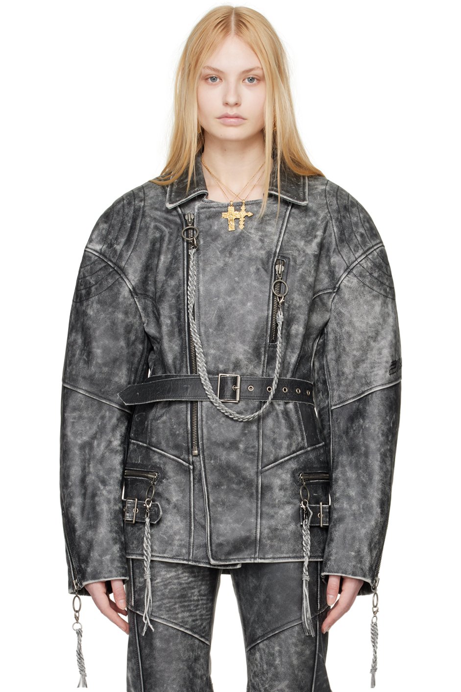 KNWLS - Blouson motard Nihil noir en cuir