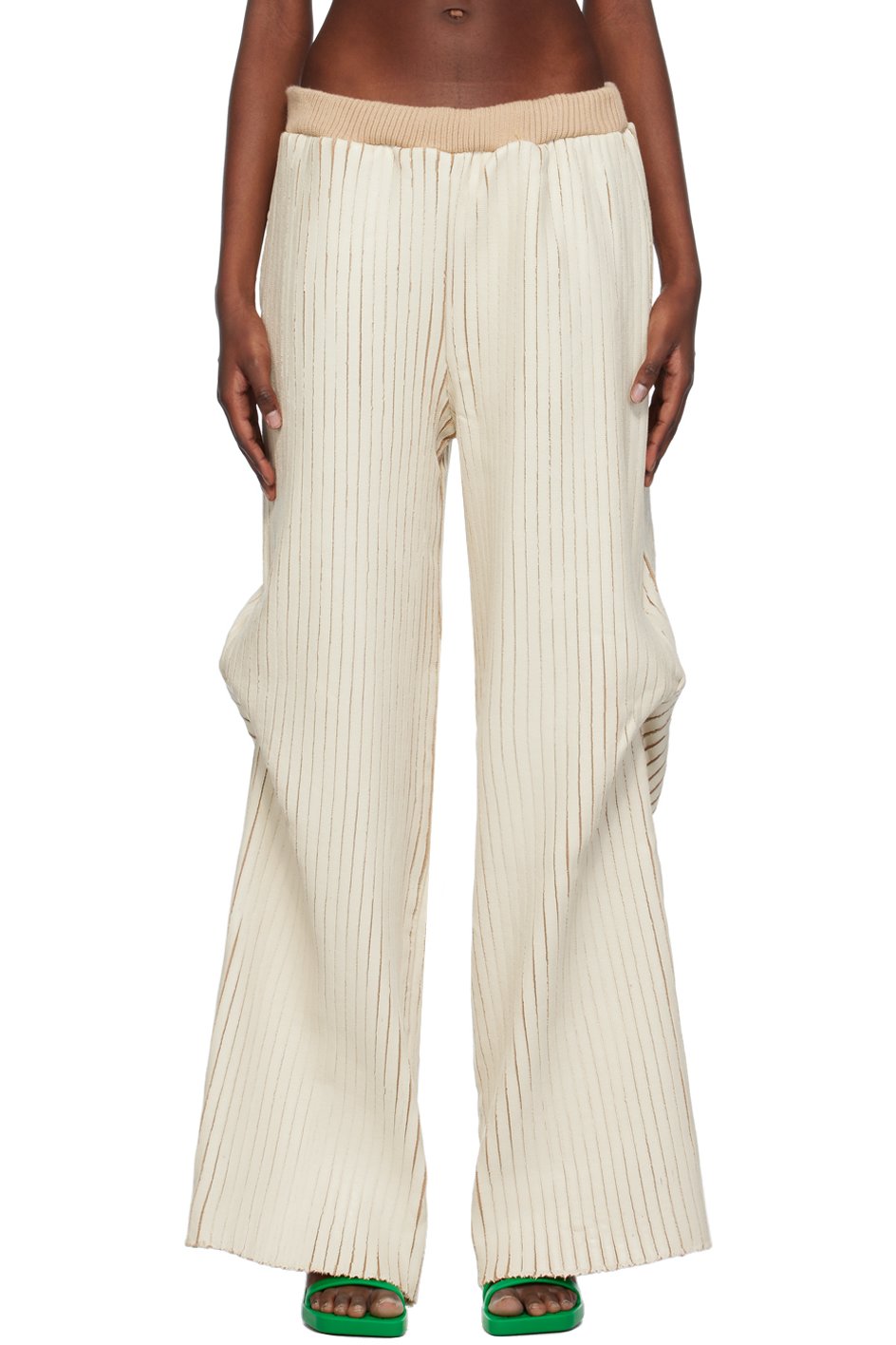 Stanley Raffington - Pantalon blanc cassé et beige exclusif à SSENSE