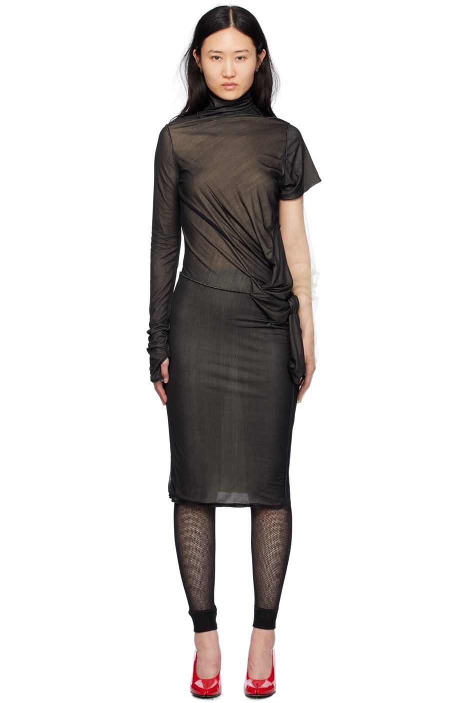 Maison Margiela - Robe midi asymétrique noire