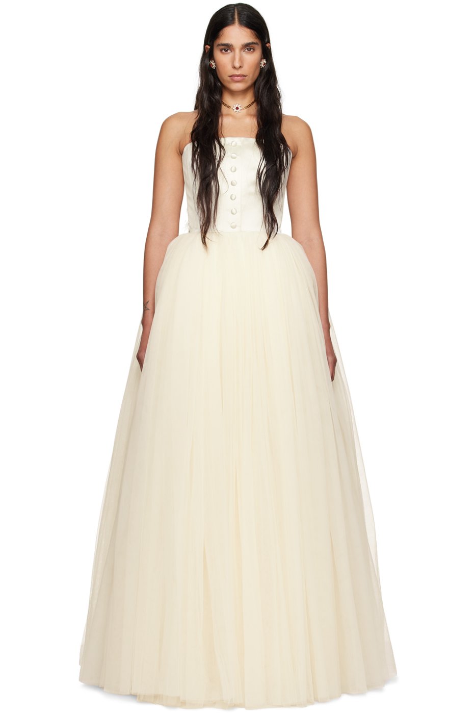 Bode - SSENSE Exclusive Off-White Harbour Maxi Dress