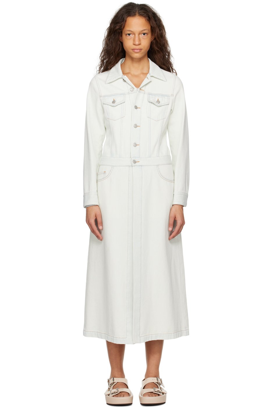 MM6 Maison Margiela - Manteau bleu en denim à effet délavé