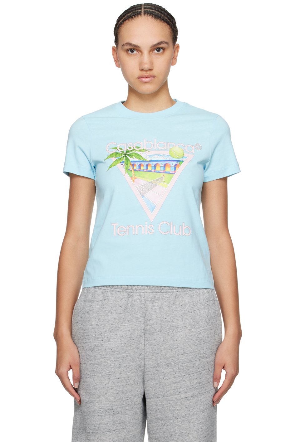 Casablanca - T-shirt 'Tennis Club' bleu à image à logo