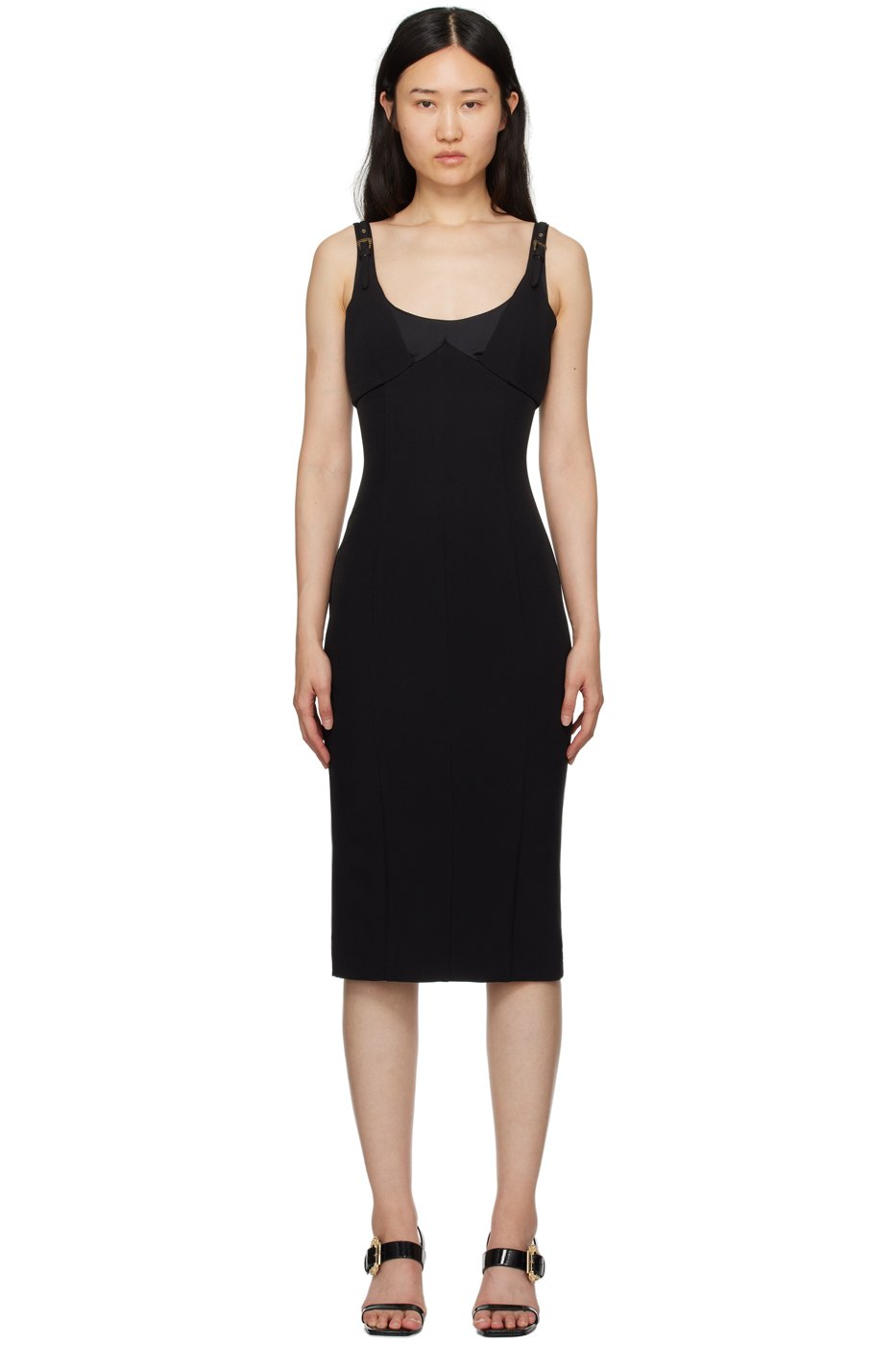 Versace Jeans Couture - Robe midi noire à panneaux