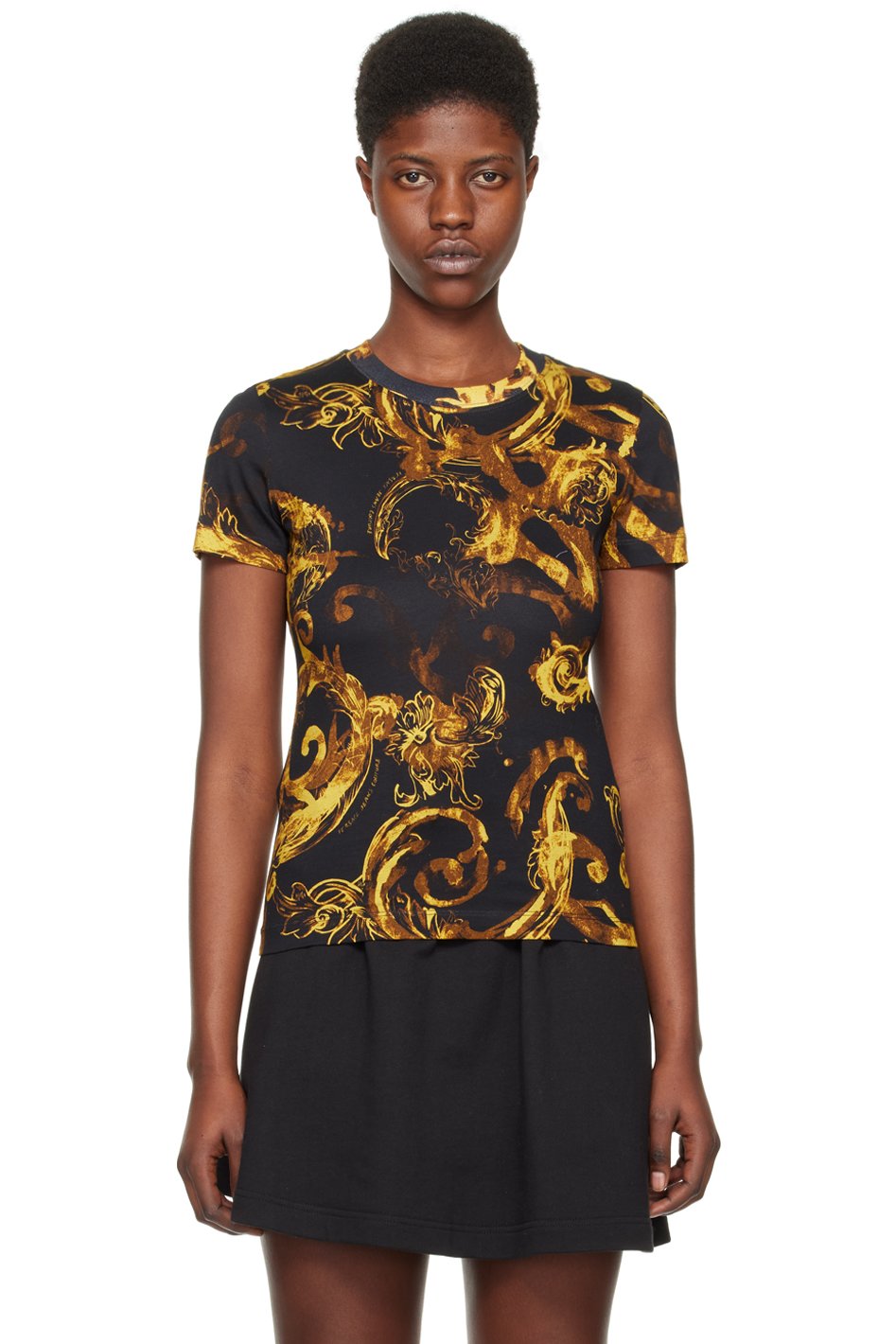 Versace Jeans Couture - T-shirt noir à motif Watercolor Couture