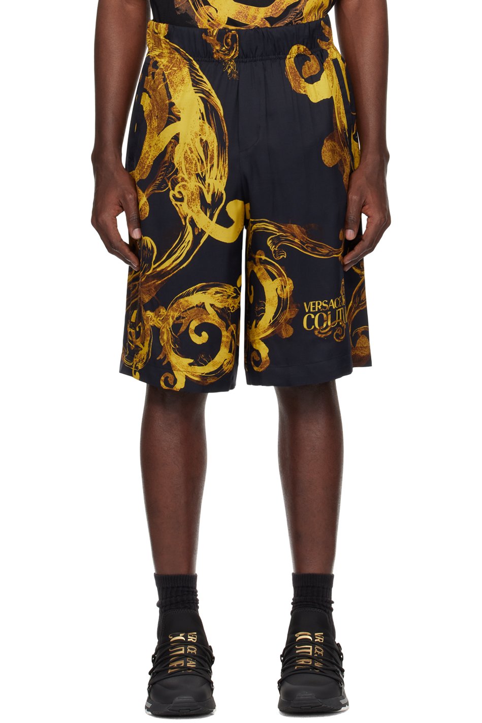 Versace Jeans Couture - Black & Gold Watercolor Couture Shorts