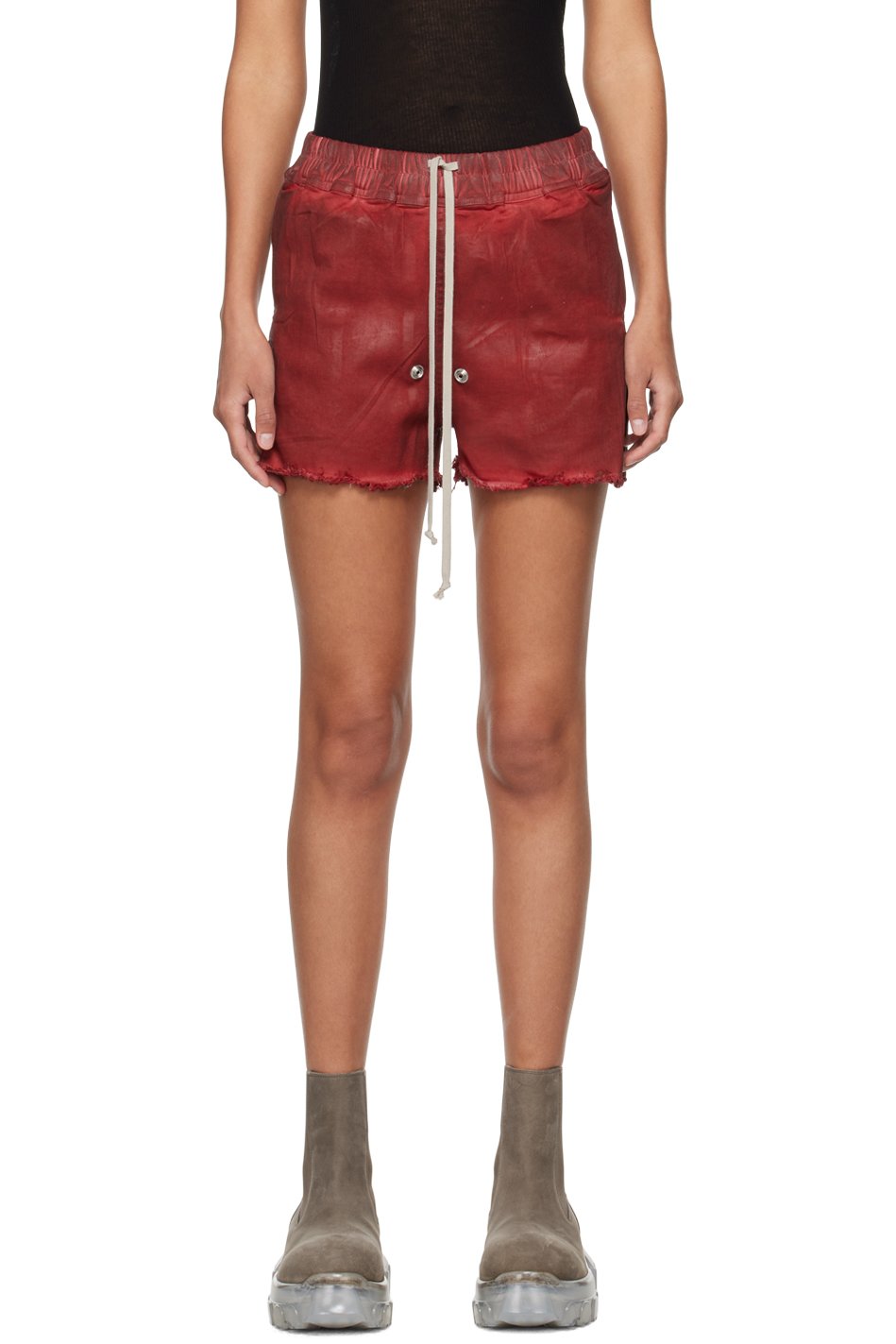 Rick Owens - Short Gabe rouge en denim