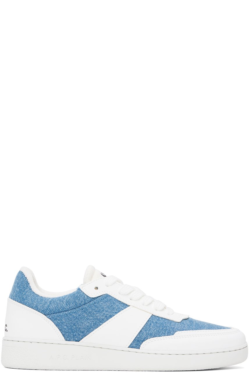 A.P.C. - White & Blue Plain Sneakers