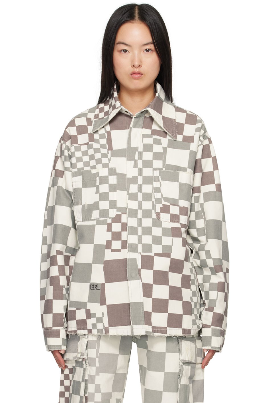 ERL - Blouson gris à carreaux
