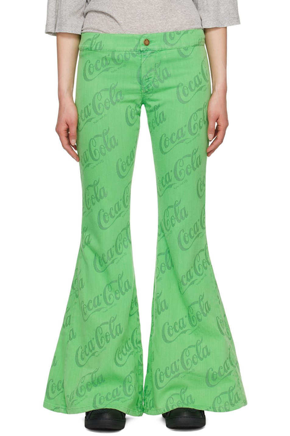 ERL - Jean vert à motif à logo en tissu jacquard - ERL Coca-Cola®